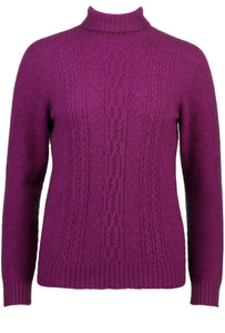 Possum Merino Polo Neck Jersey with Lace Detail