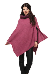 Fur trim zip poncho