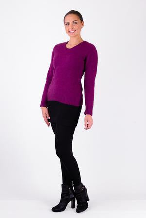 Possum Merino Rib Detail V-Neck Jersey