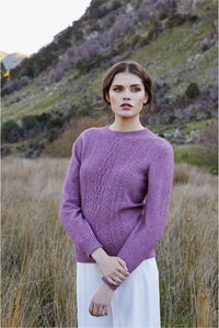 Possum Merino Crew Neck Jersey with Lace Detail